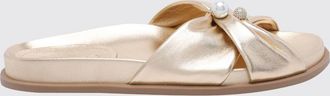 Jimmy Choo London Sandali slide Rafi in nappa laminata con perle sintetiche e strass