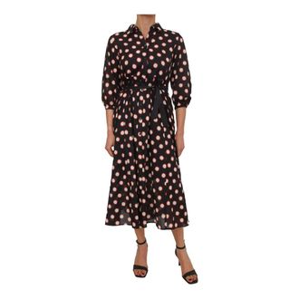 iBlues Abito Nero - Dames - Shirt Kleedjes - Zwart - M - Katoen - Kleedjes