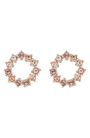 Ted Baker Cresina Crystal Hoop Stud Earrings in Rose Gold Pink Crystal at Nordstrom