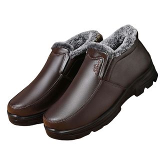 Generic Mens Slip on Snow Boots Size 8 Fashion in Cold Rubber Boots Men Wide Calf (Brown, 8.5)