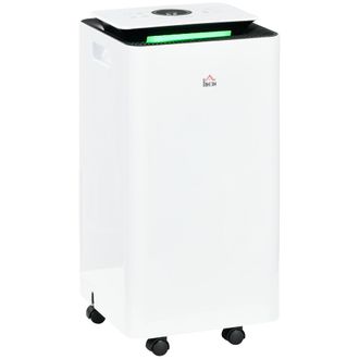 HOMCOM Deshumidificador El&eacute;ctrico 10l/d&iacute;a Dep&oacute;sito De Agua 2,5l Silencioso Con 5 Modos 2 Velocidades Pantalla Led Temporizador 25x25x50,5 Cm - Homcom