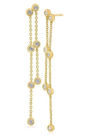 Kenneth Jay Lane Cubic Zirconia Double Strand Drop Earrings in Gold Plated at Nordstrom
