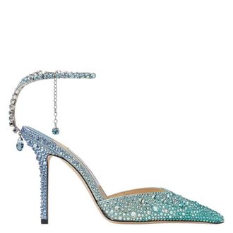 Jimmy Choo London Saeda 100 Crystal Embellished Satin Pumps, Brand Size 34.5 ( US Size 4.5 )