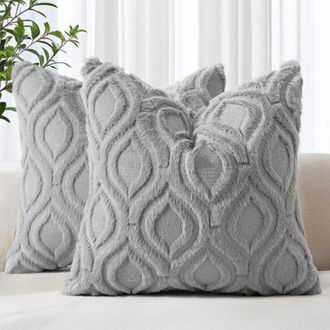 OEM Fundas De Almohada De Estilo Europeo Para Primavera, 61 X 61 Cm, Juego De 2 Piezas, Suave Imitaci&oacute;n De Lana, Color Gris Liso, Fundas De Almohada Decor