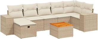 vidaXL Juego De Sof&aacute;s De Jard&iacute;n Con Cojines Beige 8 Pzas Rat&aacute;n Pe Vidaxl