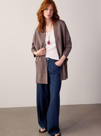 Contemporaine Womens Patch pocket open Cardigan Sweater