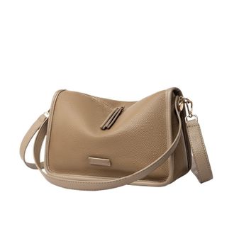 Generic Compatible For Soft Genuine Leather Bag Women Shoulder Crossbody Purse Female Handbag(Khaki)