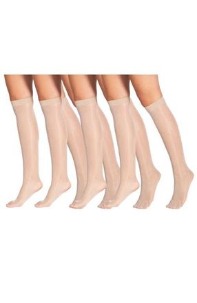Lechery 4 Pairs of Glossy Sheer Knee-Highs in Natural at Nordstrom
