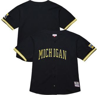 Mitchell & Ness Mens Mitchell & Ness Black Michigan Wolverines On The Clock Full-Button Fashion Jersey at Nordstrom, Size X-Large