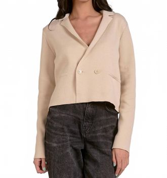 Elan Sweater Jacket With Lapel In Natural