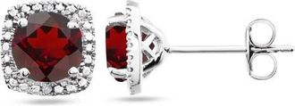 Allurez Natural Gemstone & Diamond Stud Earrings Sterling Silver in 1.12Ct/garnet at Nordstrom