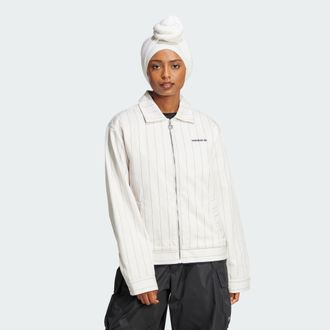 adidas Originals Womens Pinstripe Harrington Jacket - White - Size X-Small