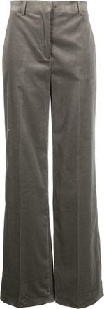 Alberta Ferretti wide-leg velvet trousers - women - Cotton/Elastane/Cupro - 44 - Grey