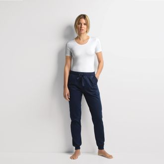 Isa Homewearhose ISA BODYWEAR 718504, Damen, Gr. XL, N-Gr, blau (dunkelblau), Single Jersey, Obermaterial: 100% Baumwolle, unifarben, Basic, Hosen Homewea