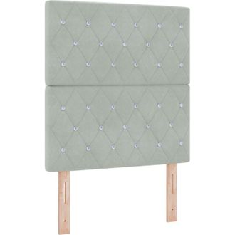 vidaXL Box Spring Bed with Mattress Light grey 80 x 200 cm Velvet Vidaxl