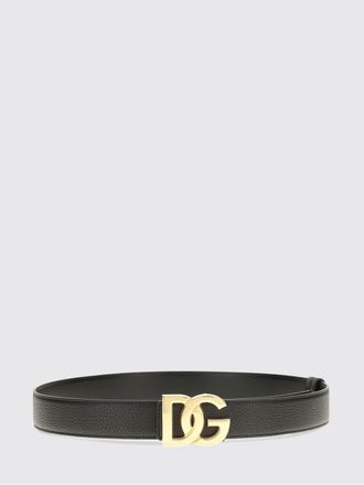 Dolce & Gabbana Calfskin Leather Belt with Monogram Pattern and DG Buckle
