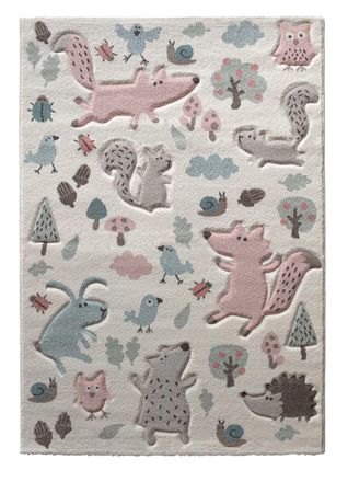 Sigikid Alfombra con motivo de animales en el bosque rosa y beige 120x170