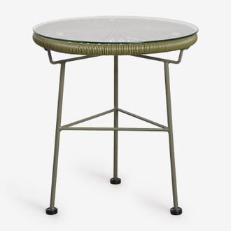 Sklum Mesa Auxiliar Para Jard&iacute;n Redonda &Oslash;45 Cm En Acero Y Mimbre Sint&eacute;tico Acapulco Sklum
