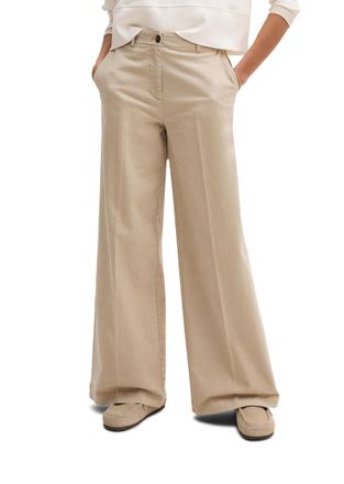 Marc O'Polo B&uuml;gelfaltenhose MARC OPOLO MARGO Wide, Damen, Gr. 34, N-Gr, smooth sand, Twill, Obermaterial: 98% Baumwolle, 2% Elasthan, weit lang, Hosen B&uuml;gelfalten