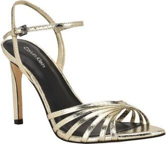 Calvin Klein Daniella Ankle Strap Pointed Toe Sandal in Gold at Nordstrom, Size 7.5