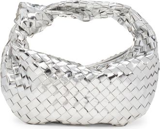 Bottega Veneta Mini Jodie Metallic Leather Top Handle Bag in 8101 Silver-Silver at Nordstrom