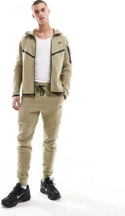 Nike Tech Fleece cuffed sweatpants in khaki-Green
