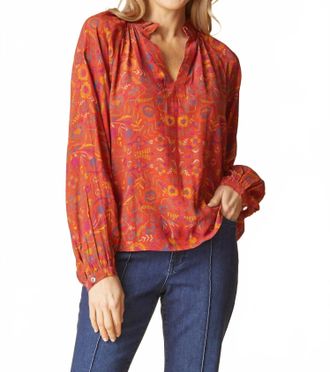 Habitat Womens English Garden Ruffle Neck Blouse In Sienna