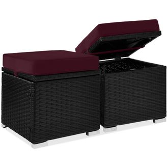 Best Choice Products Set of 2 Wicker Ottomans, Multipurpose Furniture w/ Removable Cushions, Steel Frame