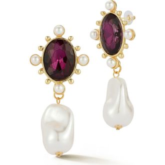 Sphera Milano CZ & Faux Pearl Drop Earrings in Gold at Nordstrom Rack