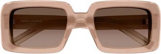 Saint Laurent Rectangular Acetate Frame Sunglasses - Pink