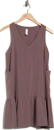 Zella Solstice Sleeveless Tiered Minidress in Grey Plum at Nordstrom Rack, Size X-Large