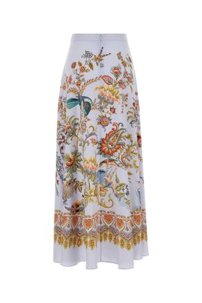Etro Womens Printed Silk Skirt Fantasiablu Exterior: Gonne