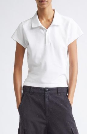 Alexander Wang Shrunken Cotton Piqu&eacute; Polo in Vintage White at Nordstrom, Size X-Small