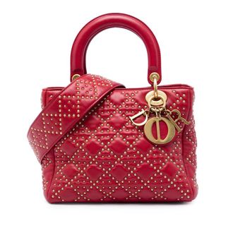 Dior Pre-owned Dior Medium Lambskin Cannage Studded Supple Lady Satchel Ladies OIW8YXYEPXA4L85T