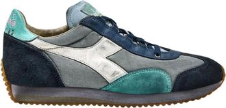 Diadora Vintage Style Sneaker Equipe Dirty Stone Wash - Heren - Sneakers - Blauw - 45 1/2 EU - Leer - Schoenen
