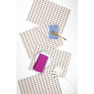 Archive New York San Lucas White and Orange Handwoven Cotton Placemats, Set of 4 at Nordstrom, Size Small