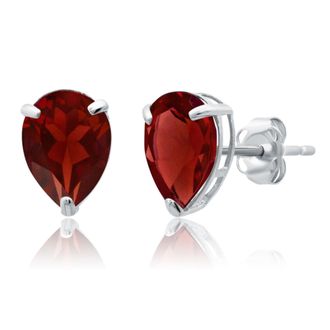 MAX + STONE 14k Yellow or White Gold Teardrop 8mm Gemstone Pear Shape Stud Earrings