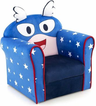 Costway Costway - Kids Sofa Children Armrest Upholstered Chair Cute Pattern Armchair Solid Frame