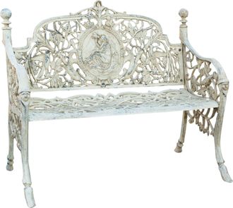Biscottini International Biscottini - Banco De Jard&iacute;n De Hierro Fundido 105x62x90 Sof&aacute; De Exterior Banco Liberty Con Reposabrazos Silla De 2 Plazas Banco De Hierro