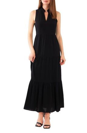 Vince Camuto Sleeveless Tiered Maxi Dress in Rich Black at Nordstrom, Size Xx-Small