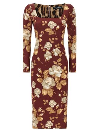 Dolce & Gabbana Multicolor Elastane Midi Womens Dress