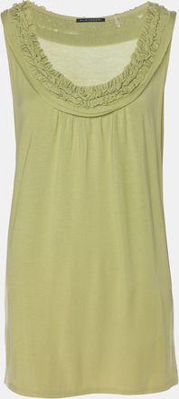 Elie Tahari Green Stretch Knit Ruffle Camisole Top