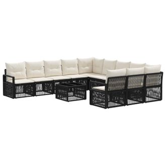vidaXL Conjunto De Sof&aacute;s De Jard&iacute;n 12 Pcs Negro Rat&aacute;n Sint&eacute;tico Vidaxl