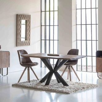 Wanderlust Deco Mesa de comedor canto vivo de madera de acacia 160 x 90 x 76h cm