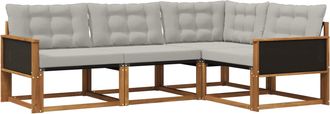 vidaXL Conjunto De Sof&aacute;s De Exterior 4 Uds. Natural Y Gris Claro Vidaxl