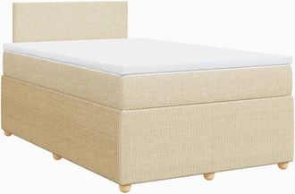 vidaXL Cama Box Spring Con Colch&oacute;n Tela Color Crema 120x200 Cm Vidaxl