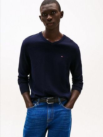 Tommy Hilfiger Flag Embroidery V-Neck Jumper