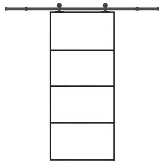 Berkfield Home Sliding Door with Hardware Set 90x205 cm ESG Glass&Aluminium in Black