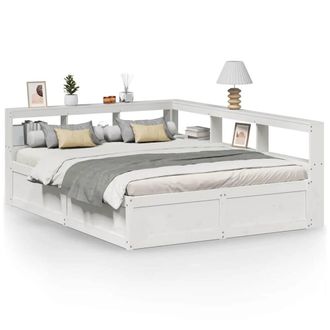 Berkfield Home Bookcase Bed without Mattress White 140x200cm Solid Wood Pine | Size: 140x200 cm