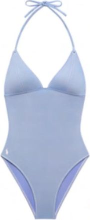 Polo Ralph Lauren Halter Badpak uit &eacute;&eacute;n stuk - Dames - Badpakken - Blauw - S - Polyester - Badmode